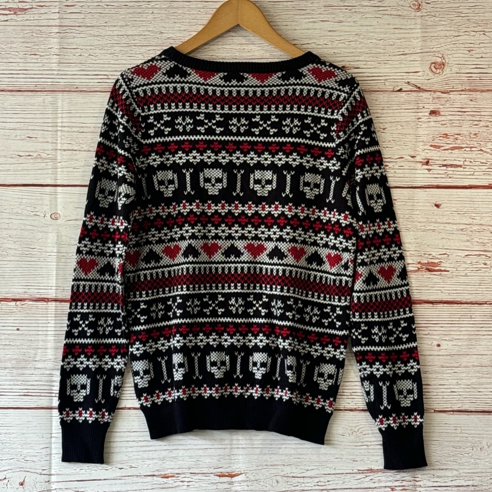 NWT Dolls Kill Too Fast Skull Hearts Sweater Sz S - Picture 8 of 11